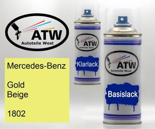 Mercedes-Benz, Gold Beige, 1802: 400ml Sprühdose + 400ml Klarlack - Set, von ATW Autoteile West.